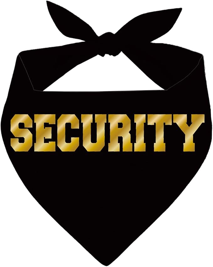 Security Dog Bandana, Black Gold Pet Dog Scarf Accessories, Pet Dogs Triangle Scarf, Dogs Bandana for Small Medium, Gifts for Pets Lovers, Suitable for Pets Boy Girls