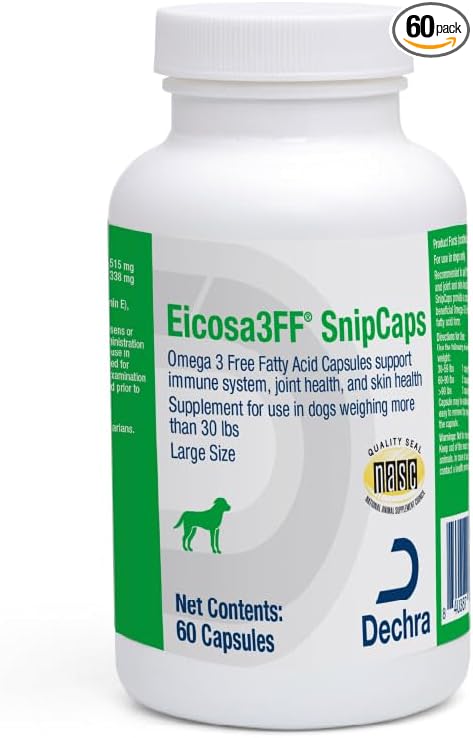 Eicosa3FF SnipCaps Omega 3 Free Fatty Acid Capsules for Dogs - Large, 60 ct