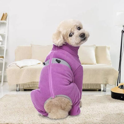 Polar Fleece Dog Pajamas Bodysuit - Small to Medium Dogs, Winter Jacket & Sweater for Small Dogs, Four-Legged Warm Clothes