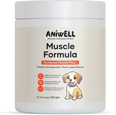 Muscle Formula for Dogs – Glucosamine Chondroitin & Green Lipped Mussel | Shilajit, Ashwagandha | Hip and Joint Supplement for Dogs Muscle Strength & Mobility | Dog Joint Supplement All Breeds
