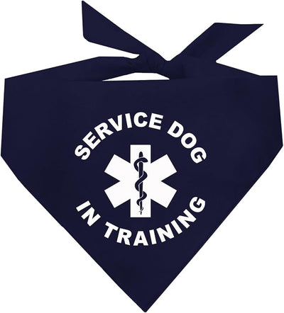 Service Dog in Training Dog Bandana | 100% Cotton Adjustable Triangle |Service Dog | Working Animal | Assistance |Navy, One Size (289)