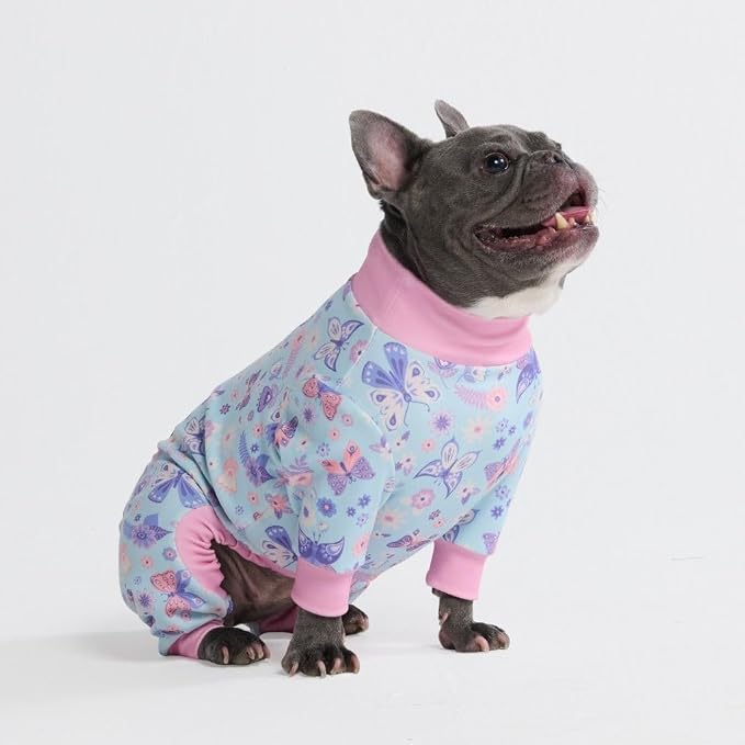 Spark Paws Dog Pajama, Dog Recovery Suit Male, Onesie, Ultra-Soft and 4-Way Stretch, for Small Medium and Large Breed - Butterfly Dreams - XL