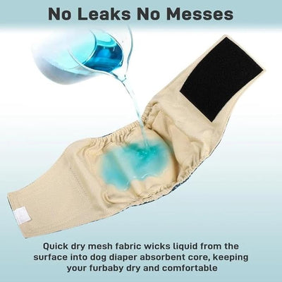 Langsprit Small Male Dog Diapers for Doggie Puppy,Reusable Belly Bands for Male Dogs Wraps,Washable Doggy Dog Diapers Medium Large in Incontinence 5 Pack (Brown, Green, Grey, Medium)