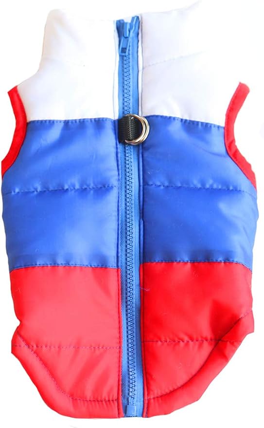 Winter Waterproof Windproof Vest Coat for Small Medium Dogs - Warm Jacket for Cold Weather (Not Suitable for Big Dogs) White+Spphire+Red M