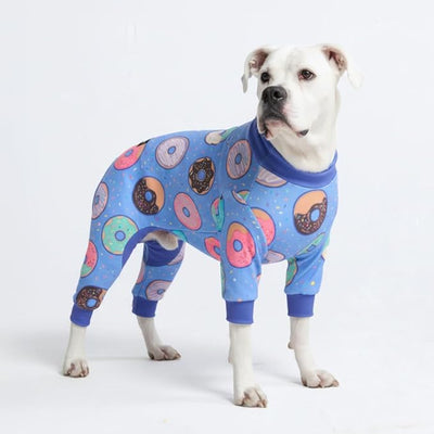 Spark Paws Dog Pajama, Dog Recovery Suit Male, Onesie, Ultra-Soft and 4-Way Stretch, for Small Medium and Large Breeds - Donuts - 3XL