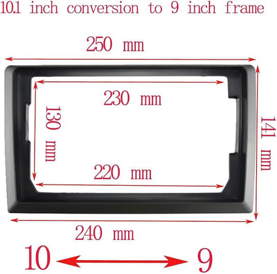 10.1 to 9'' inch Car Frame Fascia Bezel Adapter for Universal 2 Dobule Din Car Radio DVD CD Stereo GPS Navigation (White)