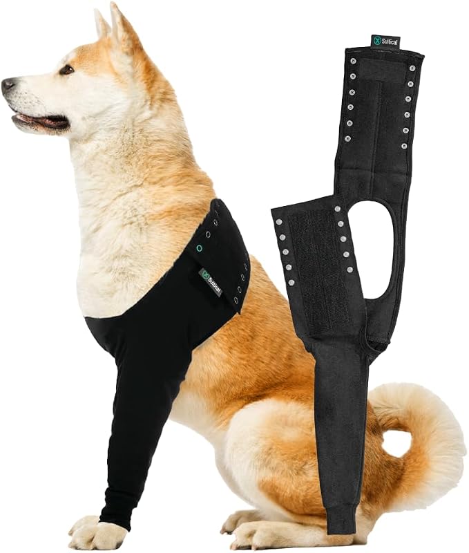 Suitical Recovery Sleeve for Dogs | Front Leg Protection After Surgery | Dog Leg Sleeve to Stop Licking | Machine Washable | Chest Circumference 31.5”- 40.9” | Sleeve Length 16.1” | XL | Single Sleeve