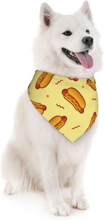 Hot Dog Food Delicious Dog Bandana Scarf Triangle Bibs Pet Accessories Cat Kerchief