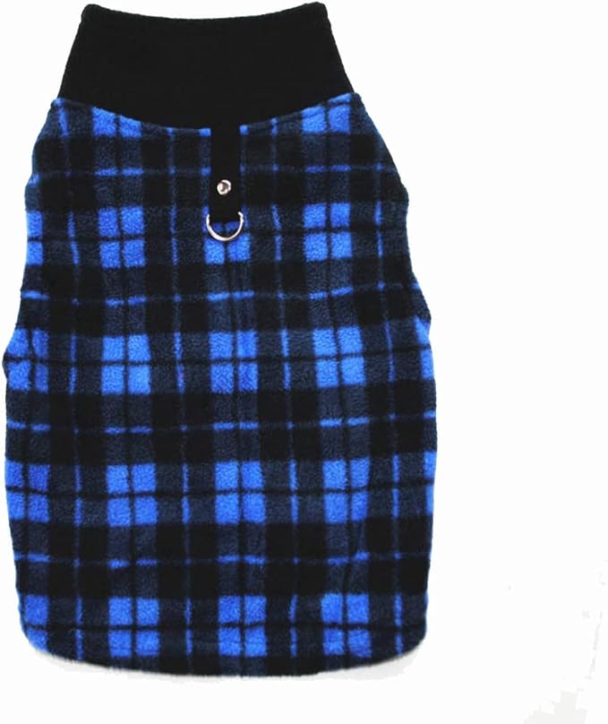 Dog Sweater, Soft Fleece Vest with Leash Ring Pullover Jacket Winter Pet Dog Clothes for Puppy Small Dogs Cat Teddy Chihuahua Yorkshire for Christmas (XS, Blue Plaid)