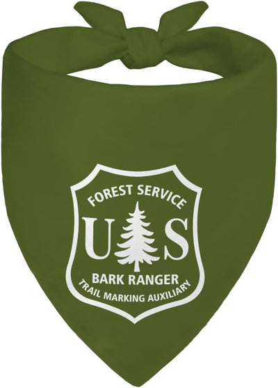 Forest Service Green Dog Bandana, Funny Puppy Scarf Photo Prop for Forest Outdoor Adventure Hiking Camping Mountain Nature, Funny Spring Summer Pet Bandana Accessory, Gifts for Ranger