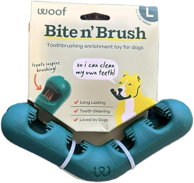 Woof Bark & Brush Dog Dental Toy, Large – Durable Bite & Brush Chew Toothbrush for Teeth Cleaning, Gum Massage, Dental Care & Enrichment