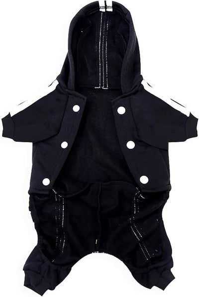 Weowin Pet Outfit - Cute Dog Hoodie Tracksuit Sweater Winter Clothes Pajamas Jumpsuit 4-Legs Black for Puppy Small Medium Large Dogs Girl or Boy (X-Small)