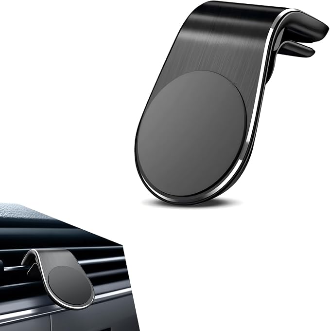 Mobile Phone Navigation Magnetic Bracket, 360 Degree Rotating Car Air Vent Navigation Mount, L-shaped Shockproof Cell Phone Holder, Universal for Any Smartphone and Most Cars (Black)