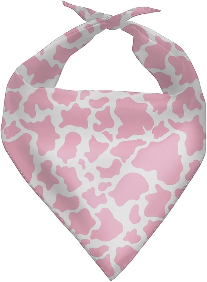 KEIAHUAN Pink Cow Print Dog Bandana - Soft, Comfortable & Adjustable Pet Accessory