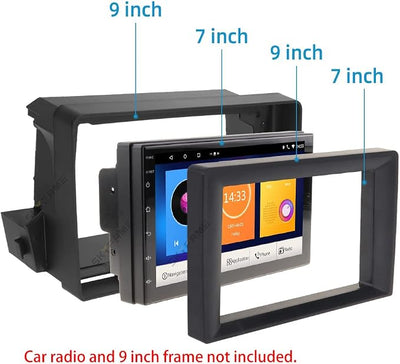 9 to 7'' inch Car Frame Fascia Bezel Adapter for Universal 2 Dobule Din Car Radio DVD CD Stereo GPS Navigation (Black)