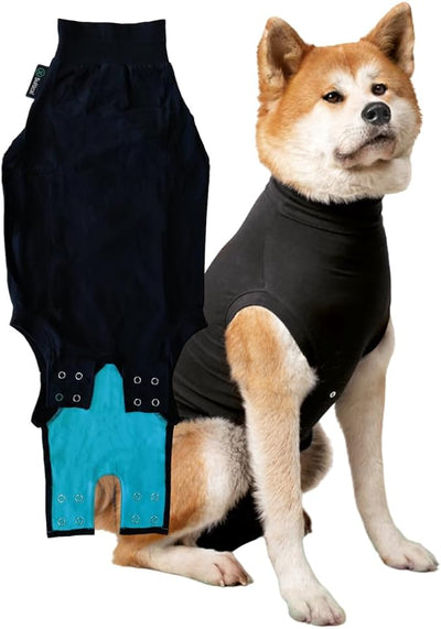 Suitical Recovery Suit for Dogs - Dog Surgery Recovery Suit with Clip-Up System - Breathable Fabric for Spay, Neuter, Skin Conditions, Incontinence - XXL, Black