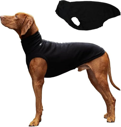 Sweatshirt for Vizsla/Weimaraner/Poodle/Dalmatian/German Dog, Reflective Sleeveless Warm Cotton Clothes for Big Dogs (Black, X-Large(Chest 26.5'', Back 23''))