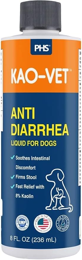 Dog Anti Diarrhea Liquid for Dogs & Puppies, 8 fl oz (236 mL) – Fast Acting Diarrhea Relief with 8% Kaolin, Upset Stomach, Firms Stool & Soothes Intestinal Discomfort