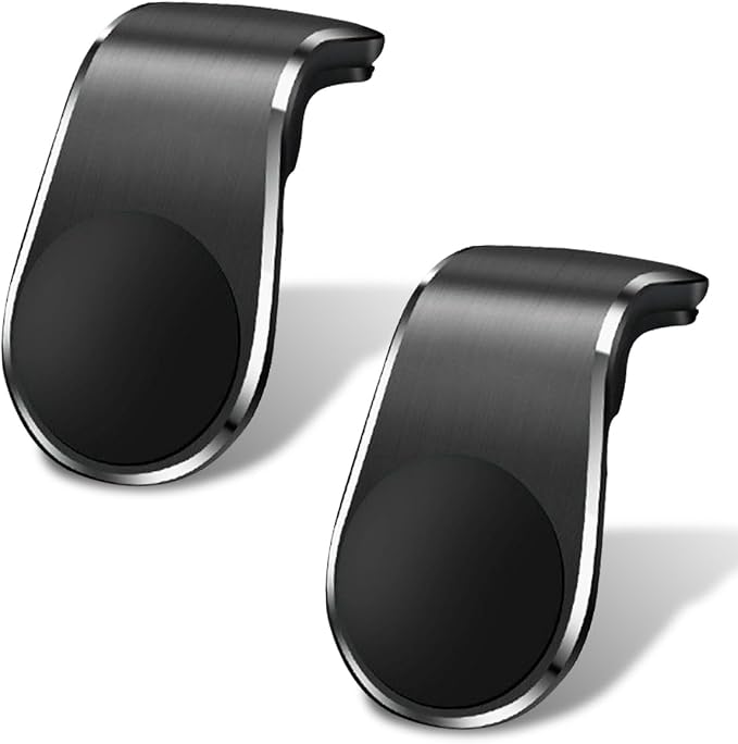 YoRise Magnetic Car Phone Holder, L Type 360° Rotatable Adjustable Car Air Vent Cellphone Mount, No-Hand Clip-On Navigation Bracket, Universal Vehicle Smartphones Stand Accessories (Black-2PCS)