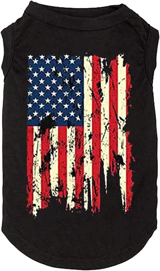 American Flag Dog Shirt - Popsicle 4th of July Funny Graphic T Shirts - Small, Large Dog Sport Vest - Black