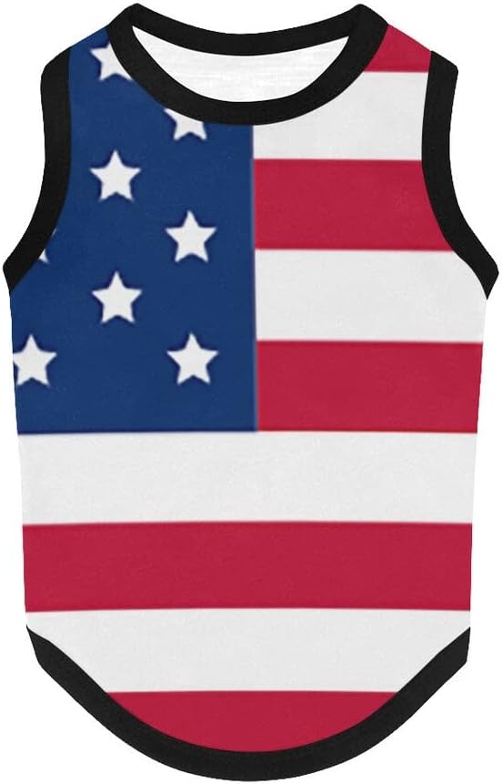 4th of July Vest for Dog American Flag Clothes Small Large Dog Apparel Pet Supplies Shirts (Small, DLR02)
