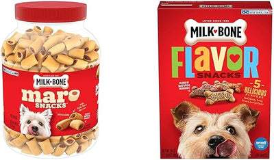 Milk-Bone Dog Treats Bundle: MaroSnacks Beef 40 Ounce + Flavor Snacks Small Biscuit 24 Ounce