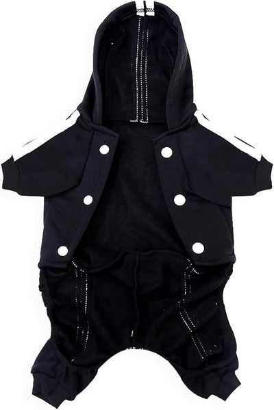 Weowin Pet Outfit - Cute Dog Hoodie Tracksuit Sweater Winter Clothes Pajamas Jumpsuit 4-Legs Black for Puppy Small Medium Large Dogs Girl or Boy (4X-Large)