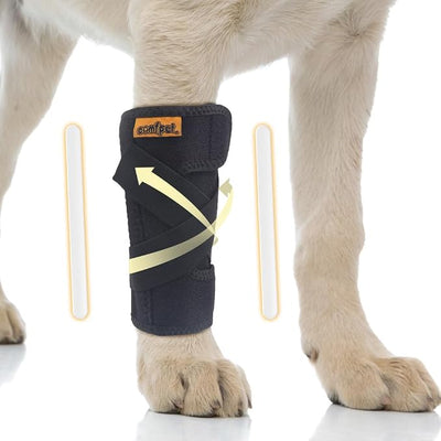 Dog Front Leg Brace, Dog Leg Support Wrap with Plastic Bar Stabilizers, Canine Front Leg Wrap Sleeve to Prevent Licking, Dog Sprains, Arthritis (Large)