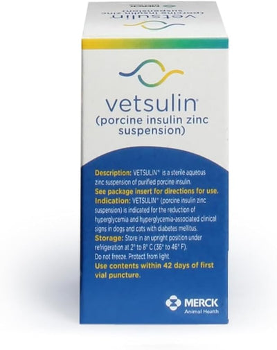 VETSULIN (porcine Insulin zinc susp.) Injection for Dogs & Cats, 10mL, U-40 | Porcine Insulin Zinc Suspension for dogs and cats, canine & feline diabetes management, use with U-40 syringe only
