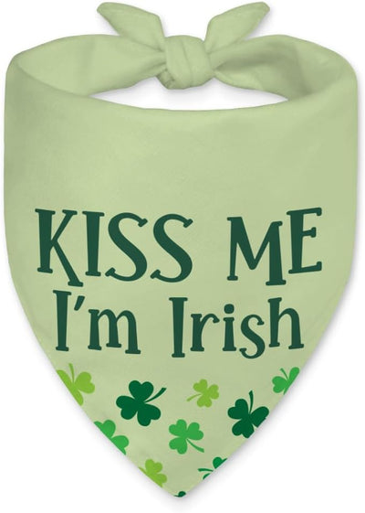 Kiss Me I'm Irish Funny Dog Bandana, Cute St. Patrick's Day Dog Bandana for Girls Boys Puppies, Green Spring Holiday Party Pet Scarf Accessories, Shamrock Lucky Irish Gifts for Dogs Mom Owners