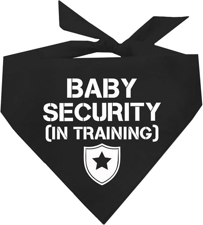 Baby Security in Training Dog Bandana | 100% Cotton Adjustable Triangle | Made in USA | New Baby | Pregnancy Announcement Photoshoot Prop | Gender Reveal | Black One Size (223)