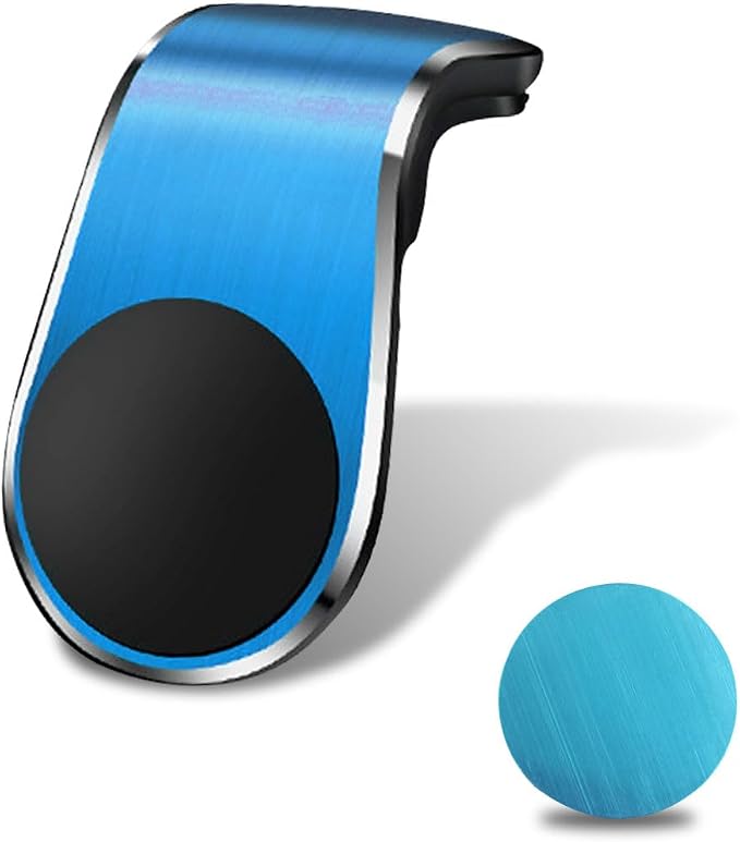 YoRise Magnetic Car Phone Holder, L Type 360° Rotatable Adjustable Car Air Vent Cellphone Mount, No-Hand Clip-On Navigation Bracket, Universal Vehicle Smartphones Stand Accessories (Blue)