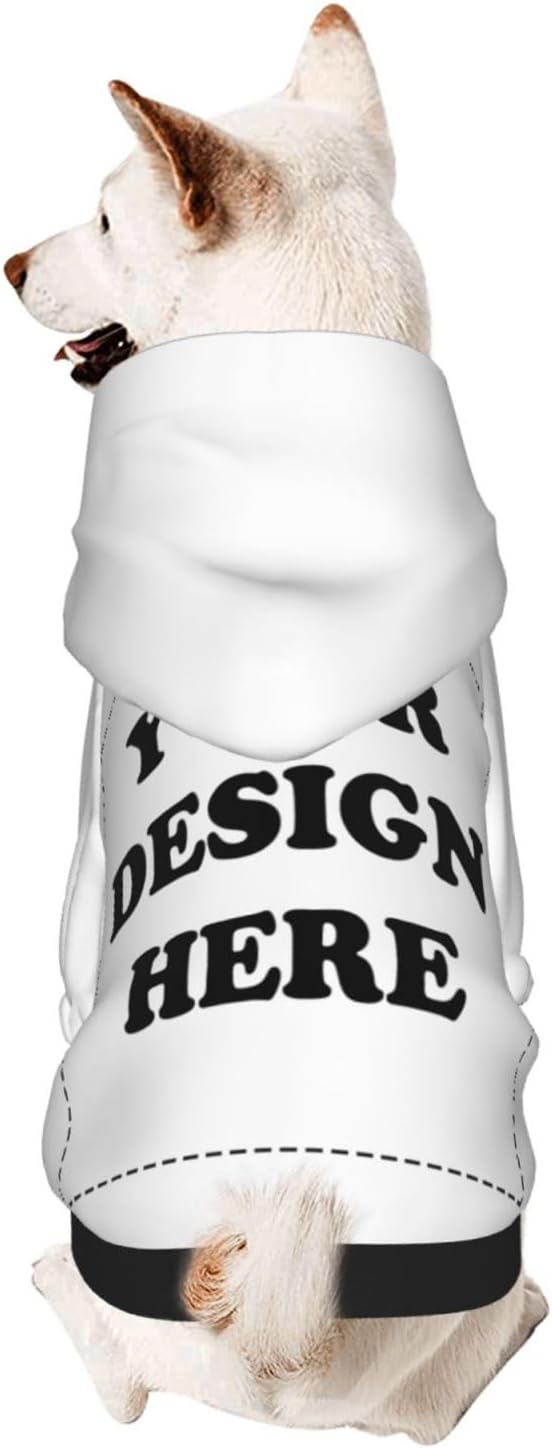 Dog Clothes, Custom Dog Hooded Sweatshirt, Personalized Pet Costume Robe Shirt with Text/Image/Club Name/Pet Shop Logo for Small Medium Large Dogs and Cats, White, M