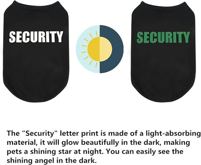 Upgraded Dog Security Shirt Vest for Puppy, Cat, and Dog, Cotton Technical Fabric with Fluorescent Printing, Large Medium Small (E8XL, Black)