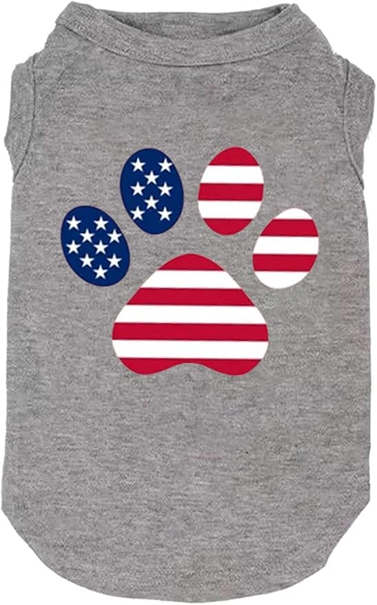 Dog Clothes American Flag Printed for Dog Shirt Popsicle 4th of July Funny Graphic T Shirts Small Large Dog Sport Vest (Large, Grey02)