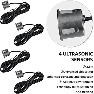 Parking Sensor Kit Backup Sensor Kit Reverse Sensor for Car 18 Color Options for Probes Adjustable Alarm Volume Professional Sensore de Reversa para Carro Safe Driving Assistant(LightGrey)