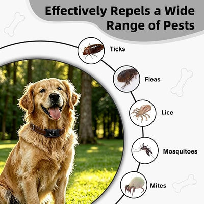 Natural Flea and Tick Prevention Pendant for Dogs Flea and Tick Collar, Waterproof Flea and Tick Repellent Dog Tag Safe for All Breeds & Sizes with 2 Silicone Buckles & 4 Refills, COLLAR NOT INCLUDED