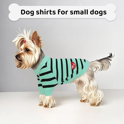 Dog Shirts for Medium Dogs, Striped T-Shirts Dog Vest Pet Apparel Tee Shirts Spring Summer Suitable for Small and Medium Large Pets French Bulldog Bichon, Turquoise M