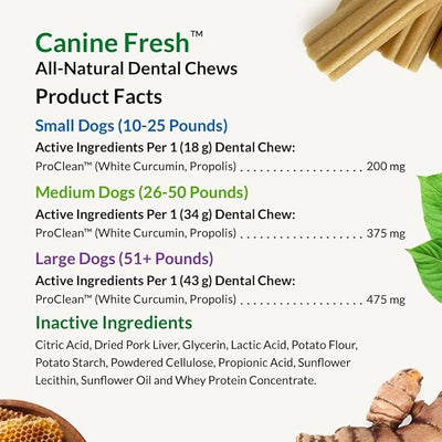 ULTIMATE PET NUTRITION Canine Fresh Dental Chews, Dental Dog Treats, Oral Care and Hygiene Chews, Soothes Gums, Vet Developed (Large)