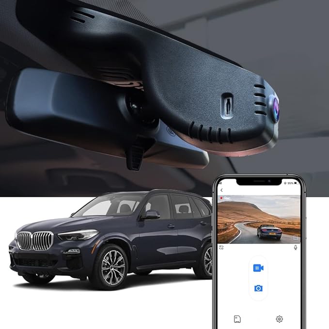 Fitcamx 4K Dash Cam Suitable for BMW X5 2023 2022 2021 2020 2019 G05 Xdrive50i 40i M50i Sdrive40i (Model A), Integrated OEM Style, UHD 2160P Video WiFi, G-Sensor, Loop Recording, Plug&Play, 64GB Card