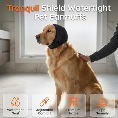 Noise Cancelling Ear Wrap, Dog Ear Muffs Noise Protection Comfortable Quiet Dogs Ear Muffs, Available Silent Elastic Calming Dog Ear Cover for Grooming, Bathing, Swimming (Large)
