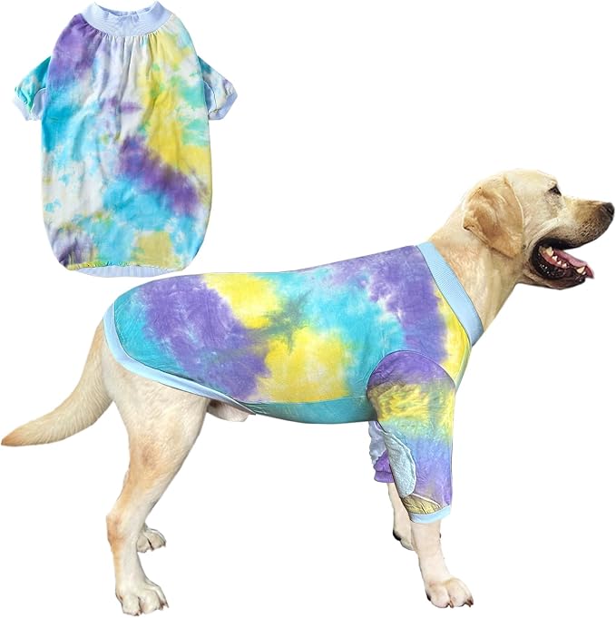 Tie Dye Dog Clothes for Extra Large Dogs Breathable Cotton Dog Shirt Dog Pajamas Big Dogs Boy Girl Blue XL