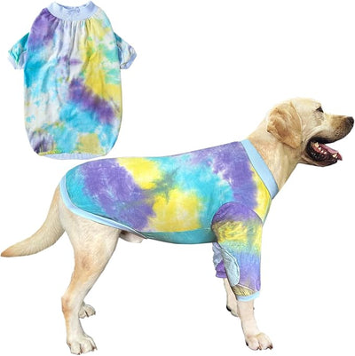 Tie Dye Dog Clothes for Extra Large Dogs Breathable Cotton Dog Shirt Dog Pajamas Big Dogs Boy Girl Blue 2XL