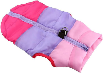 Winter Dog Vest - Windproof & Waterproof Warm Coat for Cold Weather - Small/Medium Dogs (XS) - Pink/Purple/Rose