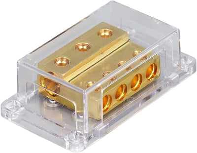 1 In 4 Out Power Distribution Block, Fuse Holder for Car Audio Amplifier Wiring, Fireproof 4AWG Input 2AWG Output Power Fuse Box for Cars Trucks Yachts