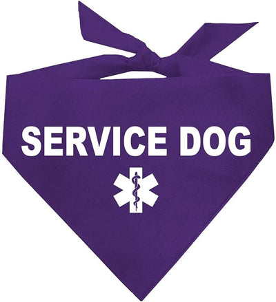 Service Dog Dog Bandana | 100% Cotton Adjustable Triangle |Service Dog | Working Animal | Assistance |Purple, X-Small (307)