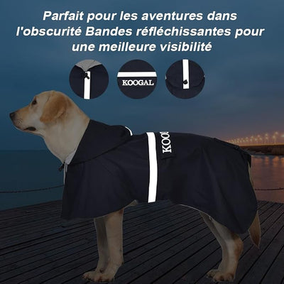 Pet Large Dog Raincoat Apparel Poncho Waterproof for Medium Large Sized for Dog Rain Coat Clothes (Navy Blue, 5XL)