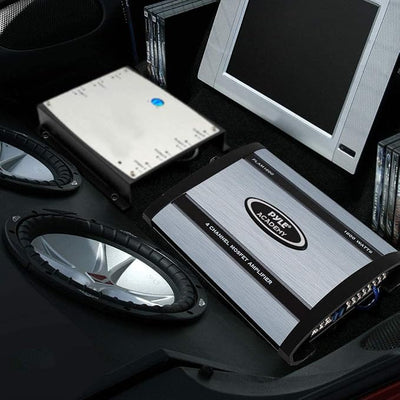 4 Ch. Car Stereo Amplifier Class AB- 1600W Bridgeable High Power MOSFET Audio Sound Auto Small Speaker Amp Box w/ Crossover, Bass Boost Control, Silver Plated RCA Input Output - Pyle PLAM1600