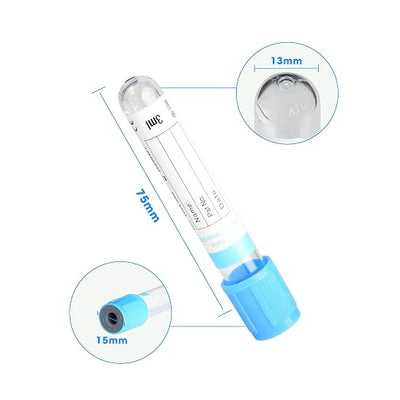 Specimen Collection Tubes 3ml Lab Vacuum PT Tube for Pet Animals Veterinary Lab Supplies 100 Pcs Wrap Packaging
