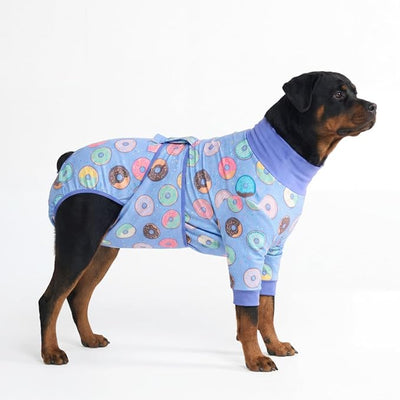 Spark Paws Dog Surgery Recovery Suit – Dog Recovery Suit After Surgery, Anti-Lick Dog Onesie, Abdominal Wound Protector, Soft Cone Alternative for Spay Neuter Male Female Pet Recovery - Donuts - 4XL